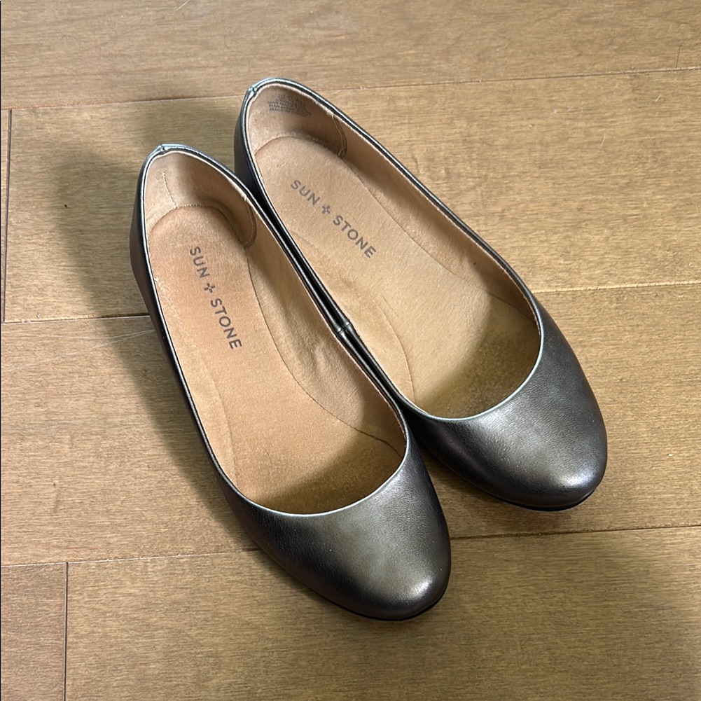 Sun + Stone Silver Ballet Flats Elegant Design